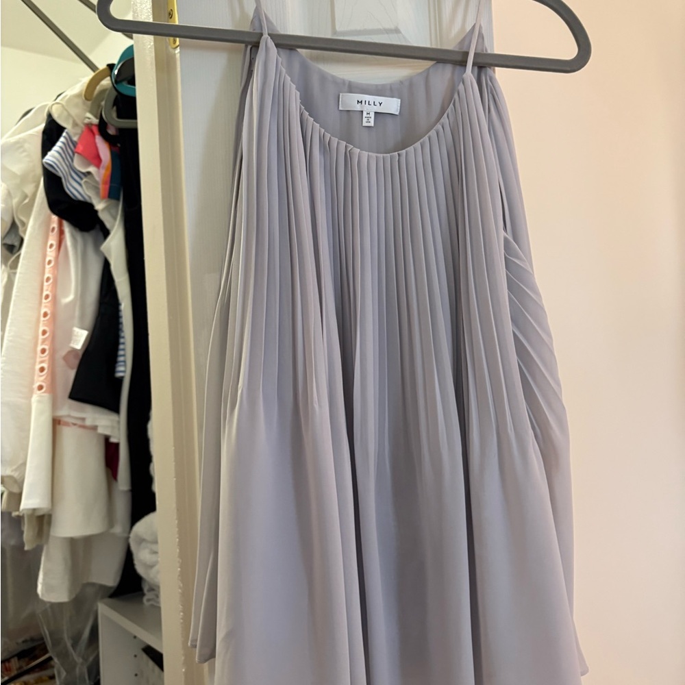 MILLY Wilfred Pleated Gray Dress